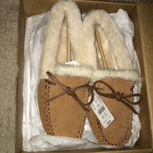 Brand New JCrew fuzzy slippers